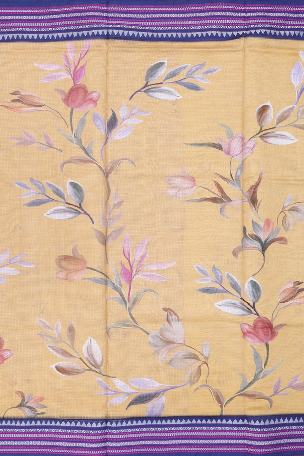 Kota Silk Saree In Yellow With Floral Design