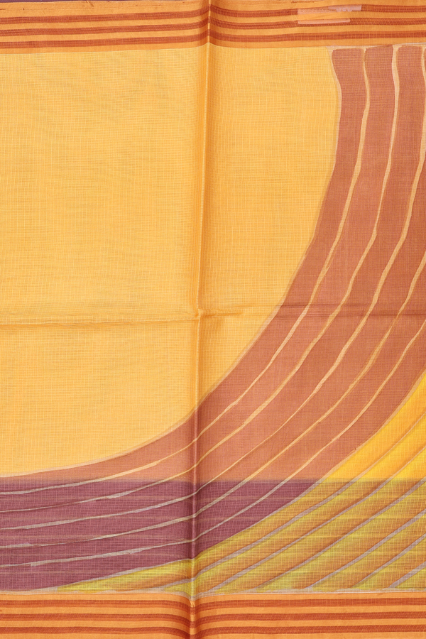 Kota Silk Saree In Yellow With Printed Design