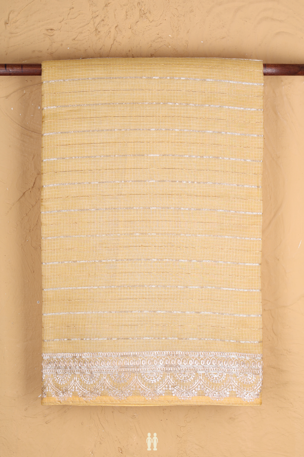 Kota Silk Saree In Yellow With Stripes Design