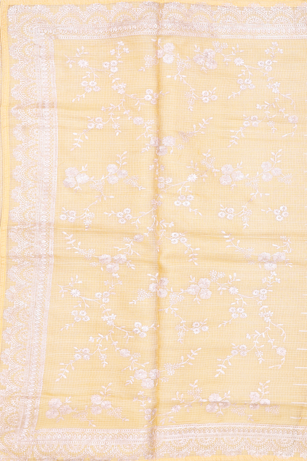 Kota Silk Saree In Yellow With Stripes Design