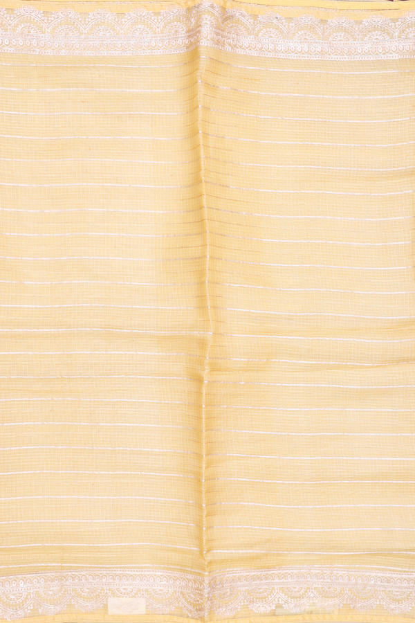 Kota Silk Saree In Yellow With Stripes Design