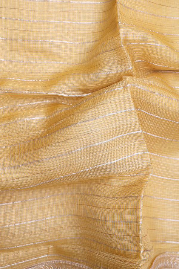 Kota Silk Saree In Yellow With Stripes Design