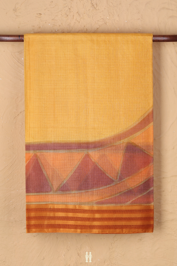 Kota Silk Saree In Yellow With Triangle Design