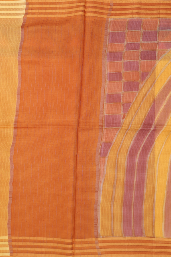 Kota Silk Saree In Yellow With Triangle Design