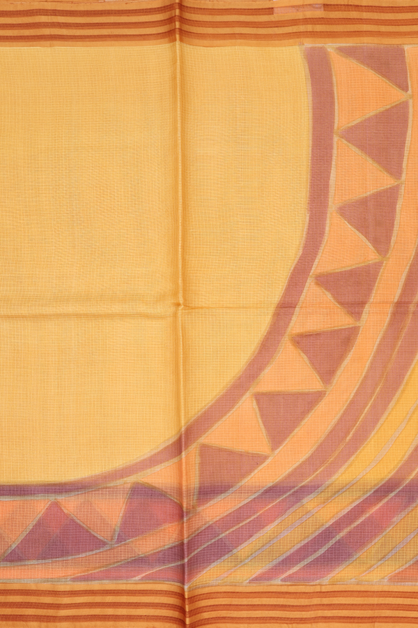 Kota Silk Saree In Yellow With Triangle Design