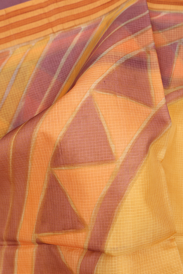 Kota Silk Saree In Yellow With Triangle Design
