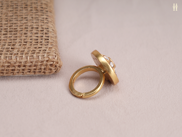 Chakram Design Gold Plated Pure Silver Adjustable Ring