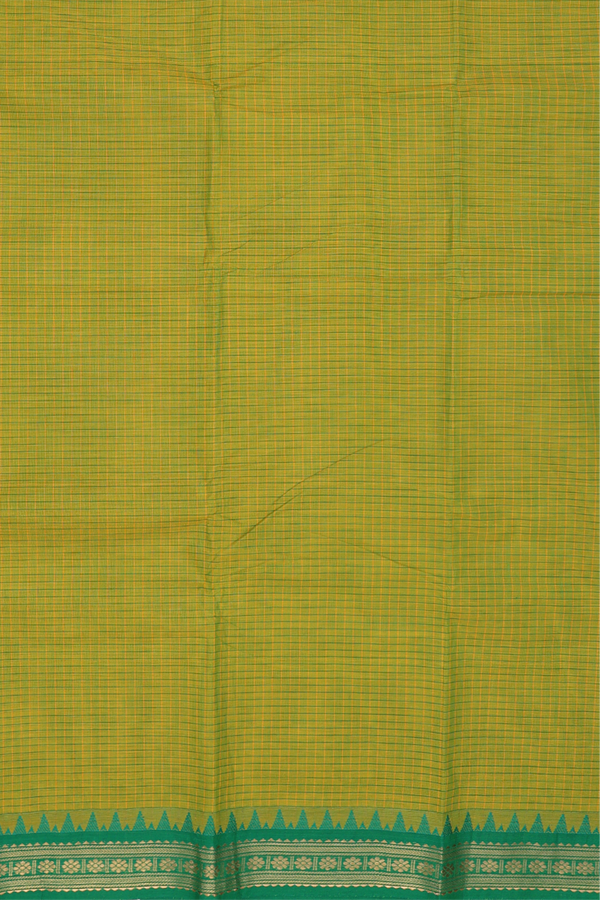 Chettinadu Cotton Saree In Green With Checks Design