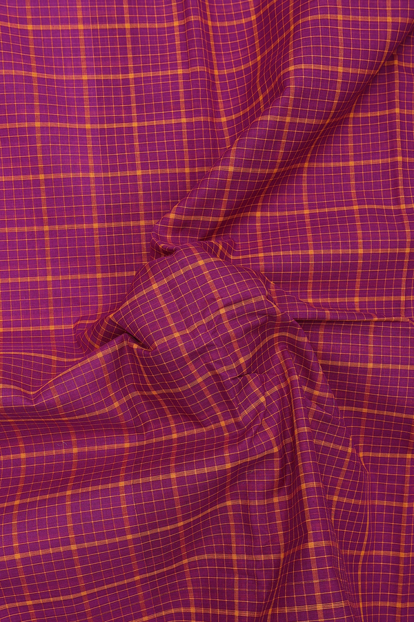 Chettinadu Cotton Saree In Grape Purple With Checks Design
