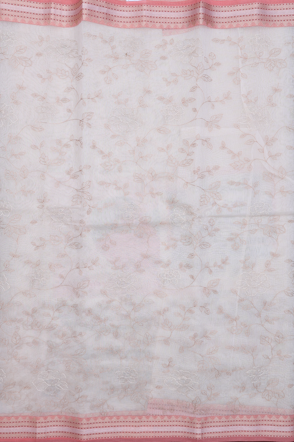 Kota Cotton Saree In Beige With Floral Design