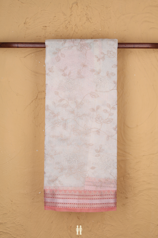 Kota Cotton Saree In Beige With Floral Design
