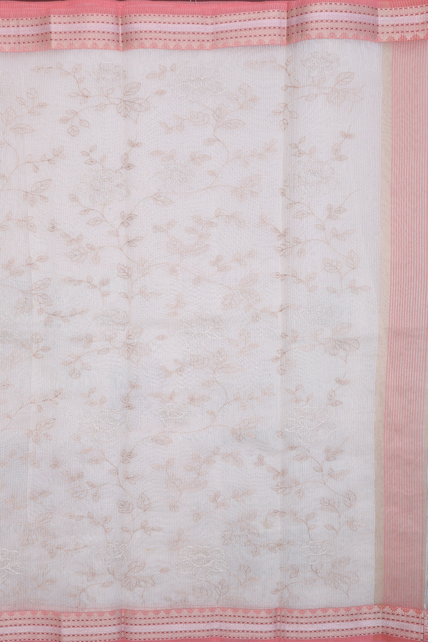 Kota Cotton Saree In Beige With Floral Design