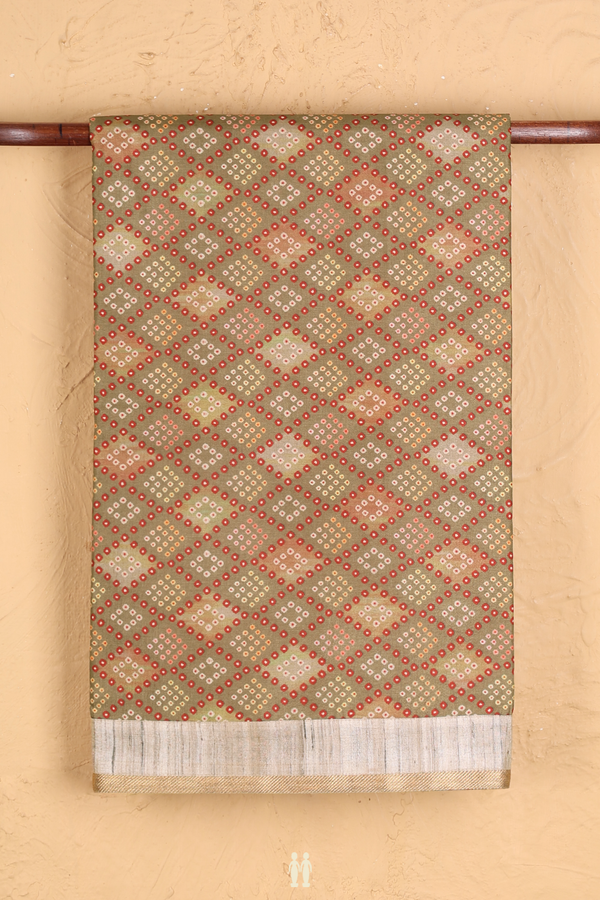 Kota Cotton Saree In Mehendi Green With Diamond Design