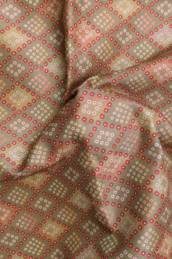 Kota Cotton Saree In Mehendi Green With Diamond Design