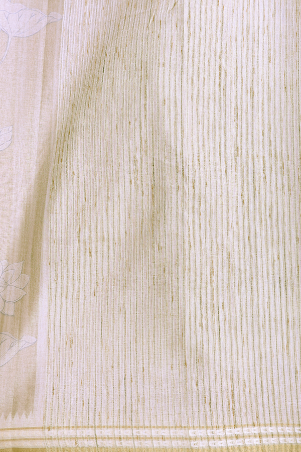 Kota Cotton Saree In Light Brown With Floral Design