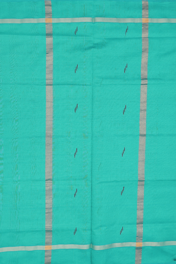 Semi Silk Cotton Saree In White With Checks Design