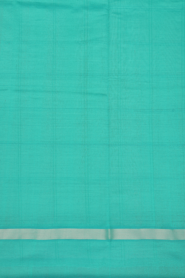 Semi Silk Cotton Saree In White With Checks Design