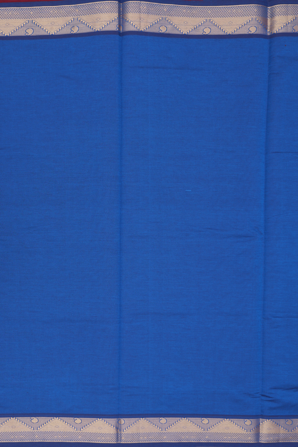Semi Silk Cotton Saree In Blue With Zari Border