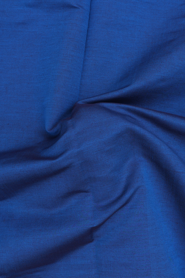 Semi Silk Cotton Saree In Blue With Zari Border