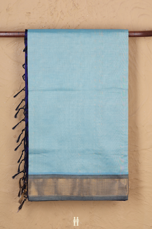 Semi Silk Cotton Saree In Blue With Twill Weave Border