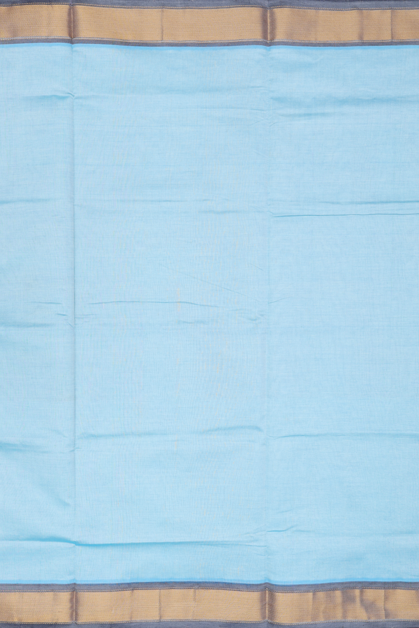 Semi Silk Cotton Saree In Blue With Twill Weave Border