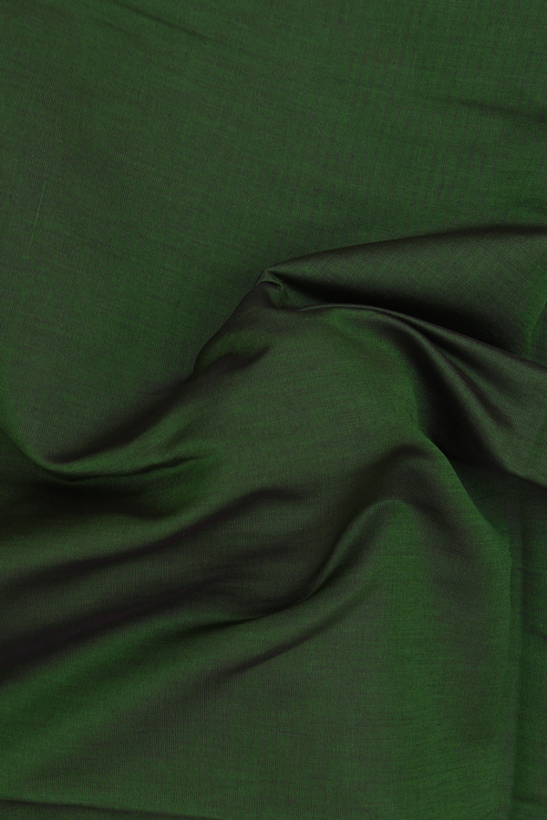 Semi Silk Cotton Saree In Leaf Green With Zari Border