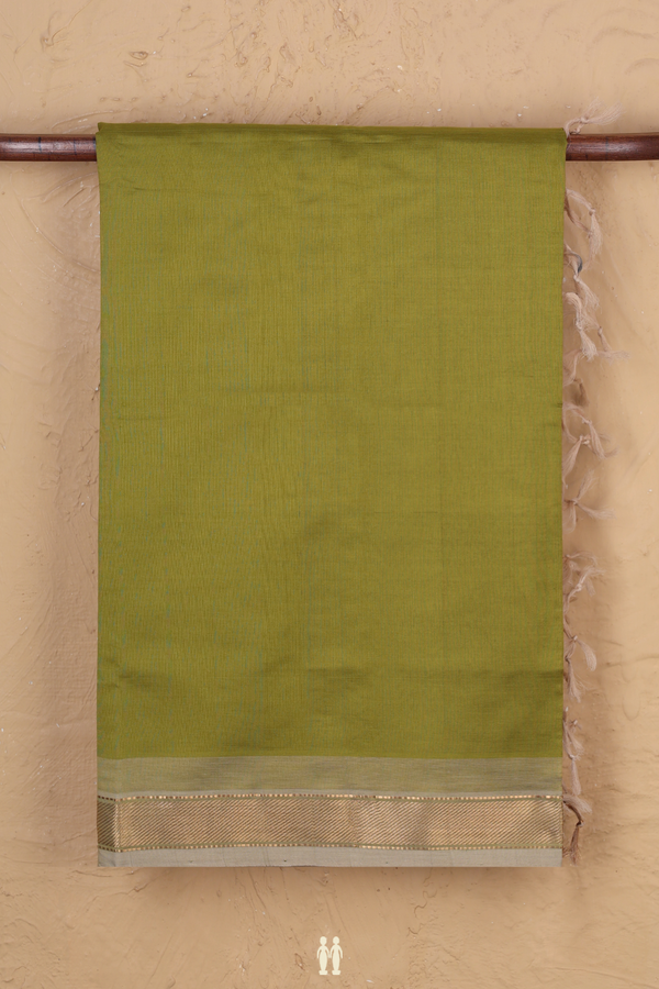 Semi Silk Cotton Saree In Green With Twill Weave Border