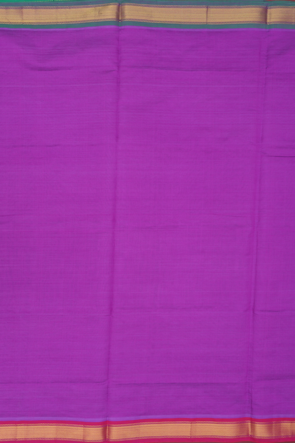 Semi Silk Cotton Saree In Purple With Twill Weave Border