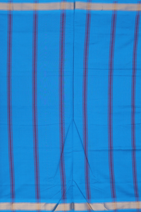 Semi Silk Cotton Saree In Blue With Twill Weave Border