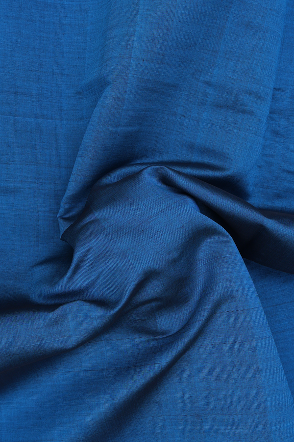 Semi Silk Cotton Saree In Blue With Twill Weave Border