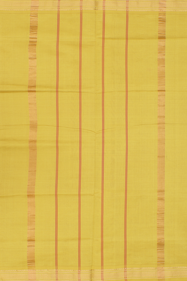 Semi Silk Cotton Saree In Red With Contrast Border