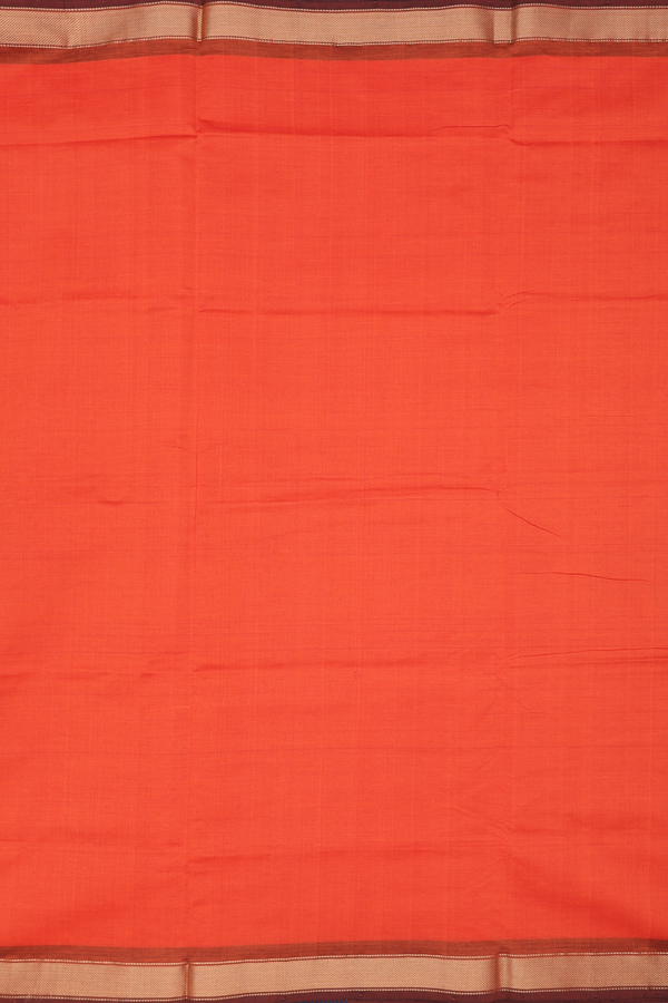 Semi Silk Cotton Saree Bright Orange With Twill Weave Border