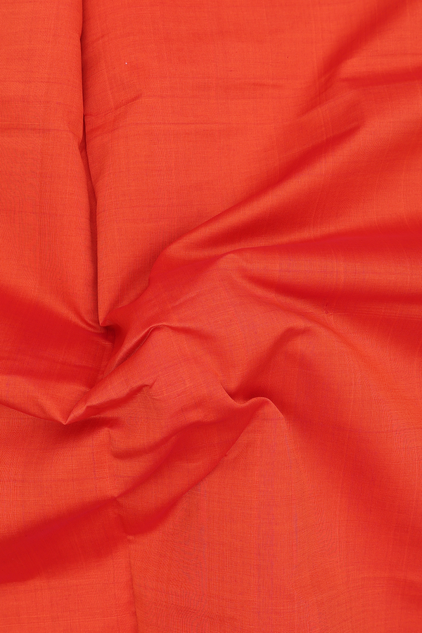 Semi Silk Cotton Saree Bright Orange With Twill Weave Border