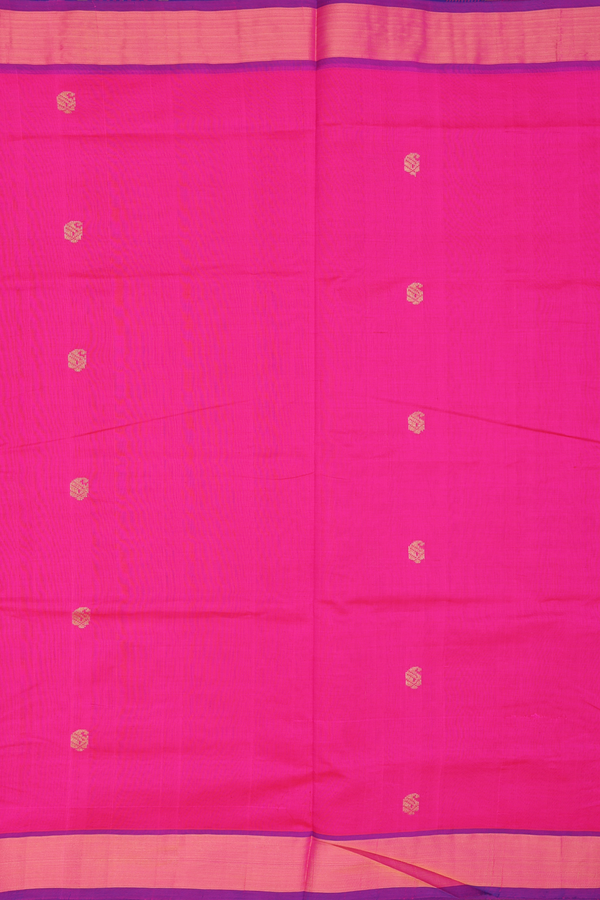 Semi Silk Cotton Saree In Pink With Paisley Buttas