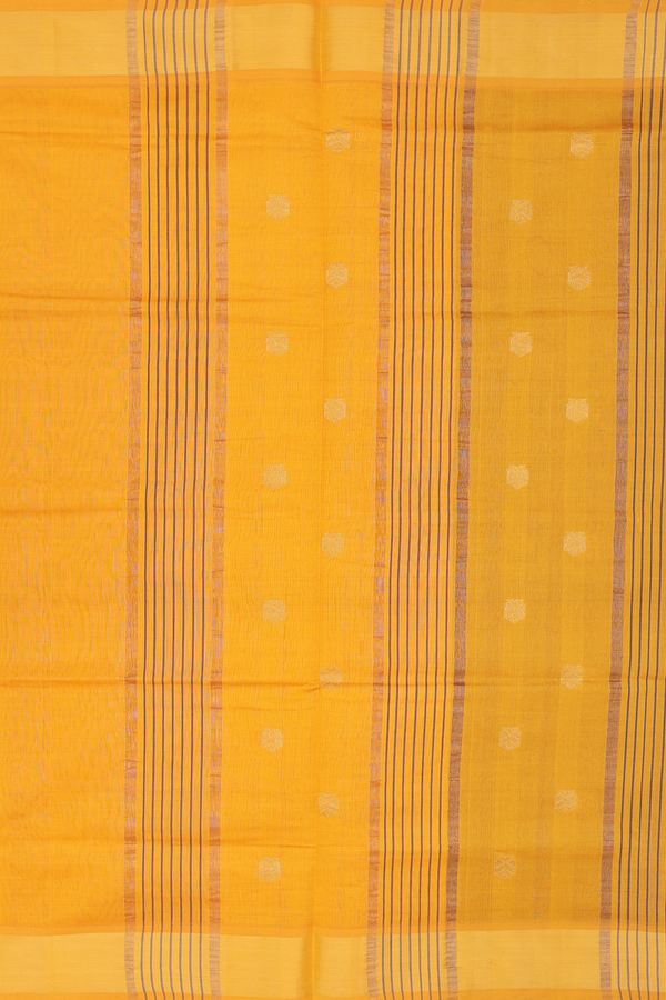 Semi Silk Cotton Saree In Charcoal Grey With Zari Buttas