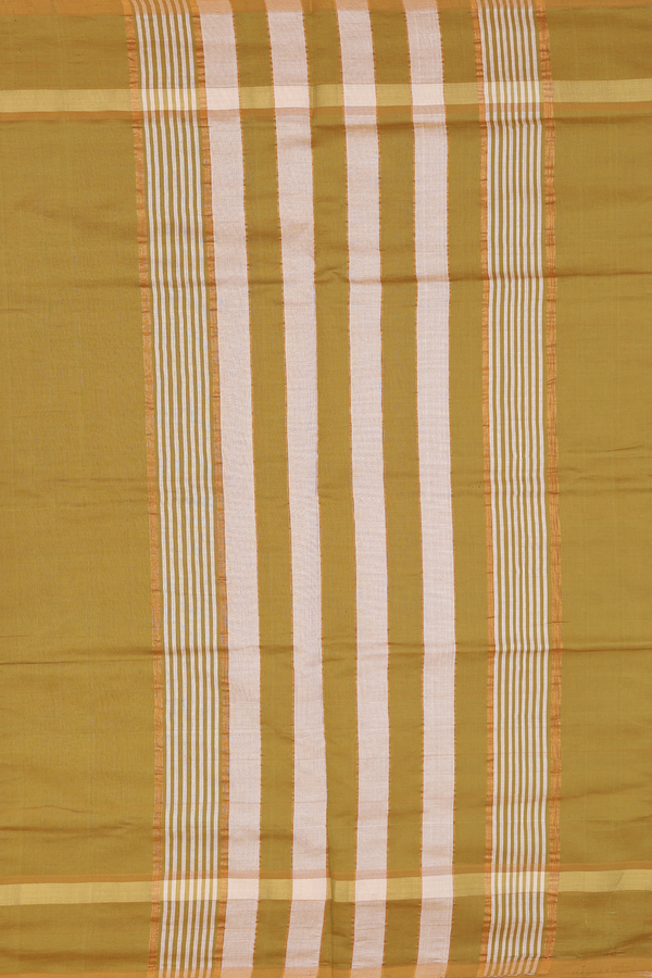 Semi Silk Cotton Saree In Cream Color With Checks Design