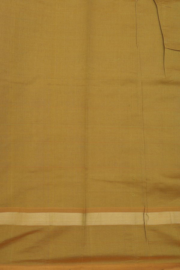Semi Silk Cotton Saree In Cream Color With Checks Design