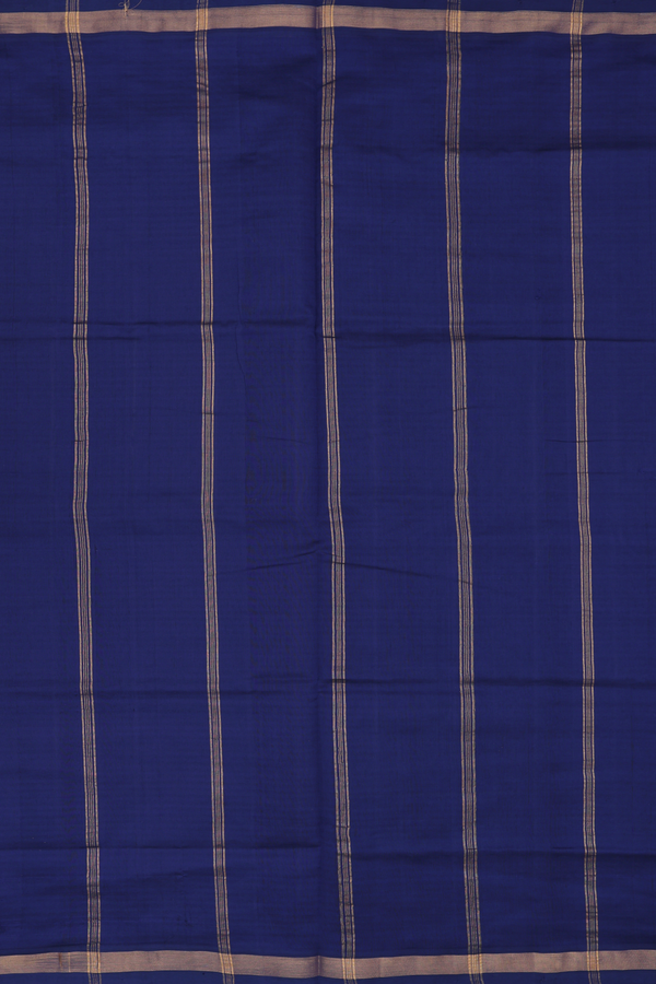 Semi Silk Cotton Saree In Blue And Green With Checks Design