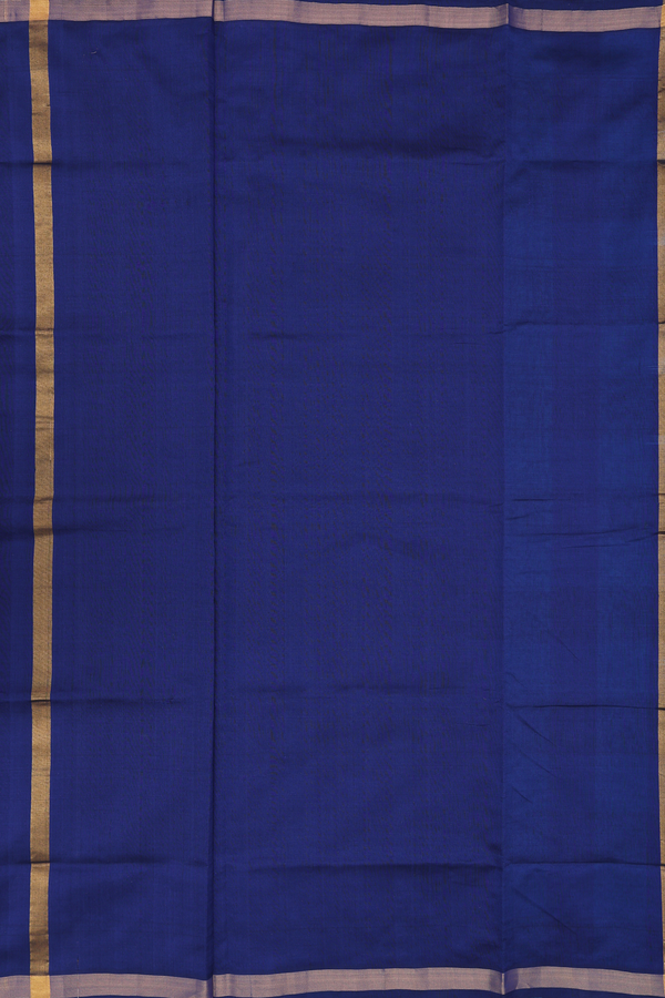 Semi Silk Cotton Saree In Shades Of Blue With Checks Design