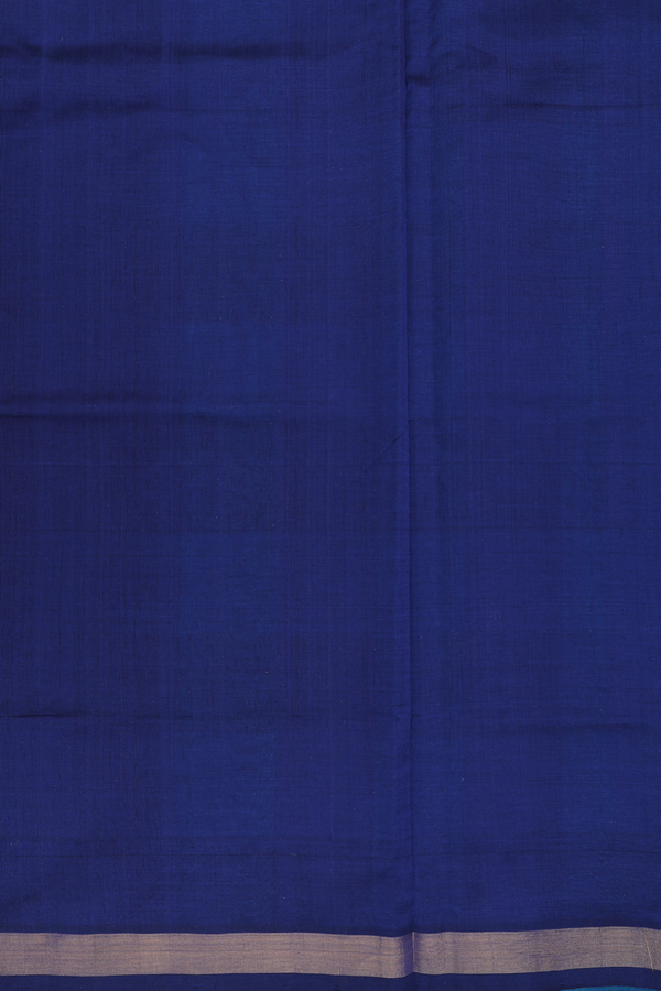 Semi Silk Cotton Saree In Shades Of Blue With Checks Design