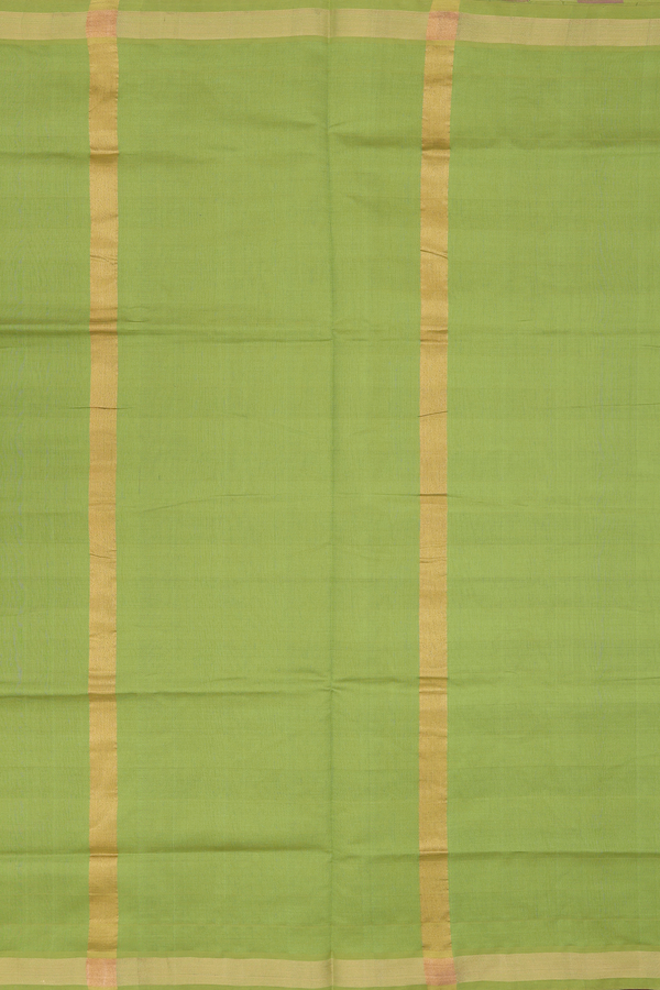 Semi Silk Cotton Saree Green And Purple With Checks Design