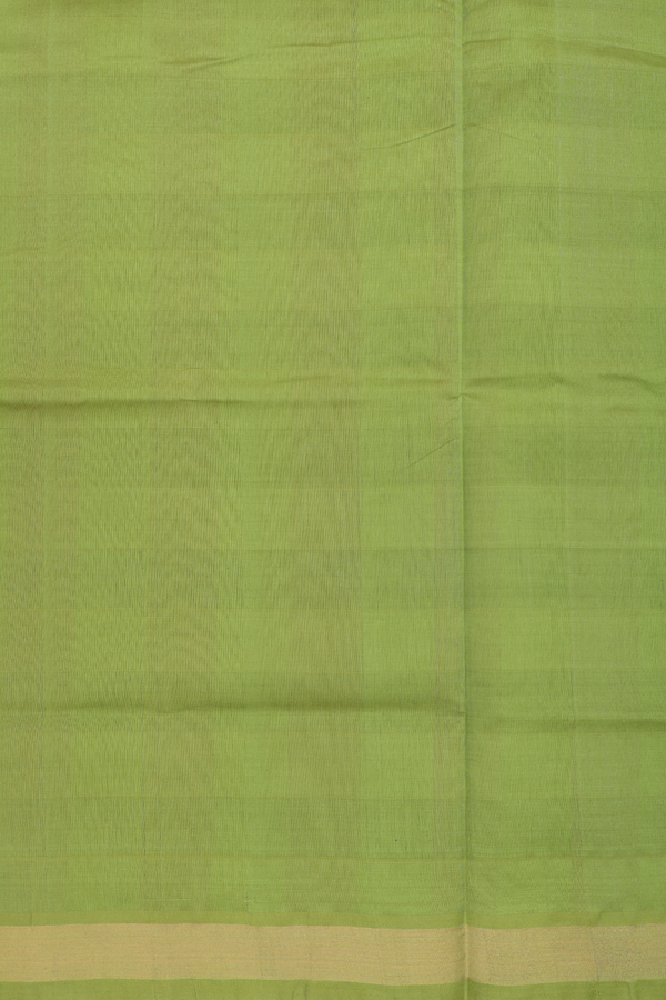 Semi Silk Cotton Saree Green And Purple With Checks Design