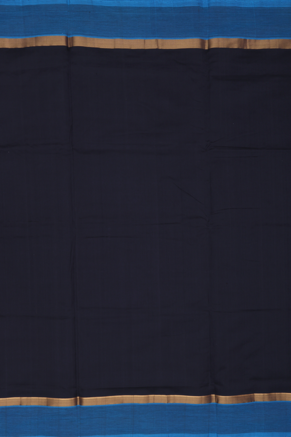 Semi Silk Cotton Saree In Black With Contrast Border