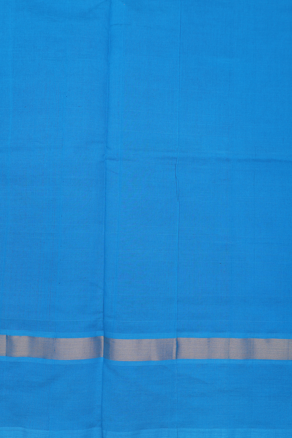 Semi Silk Cotton Saree In Blue With Zari Border