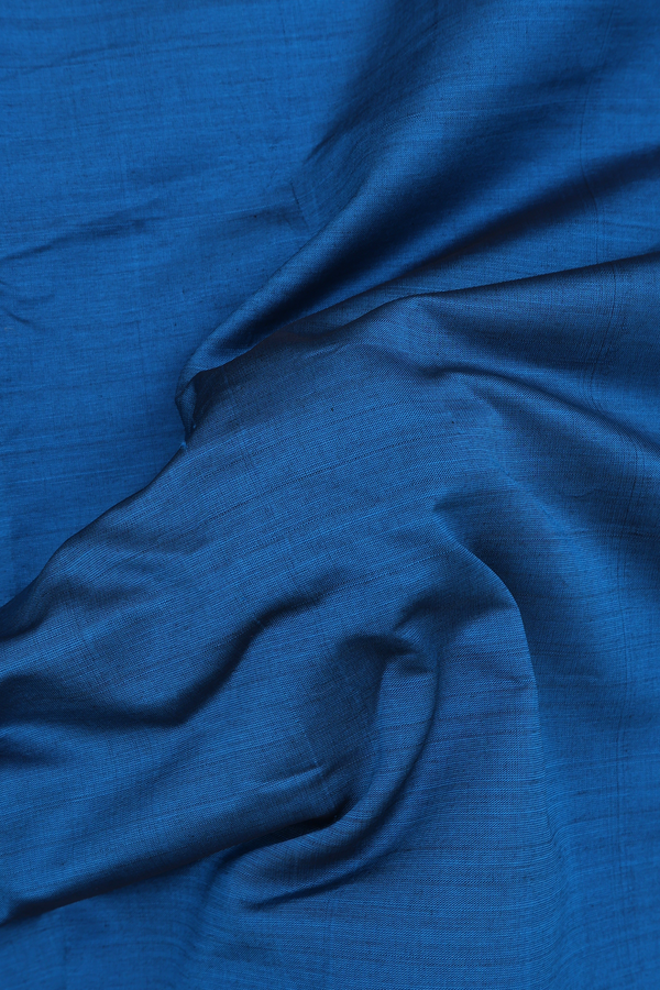 Semi Silk Cotton Saree In Blue With Zari Border