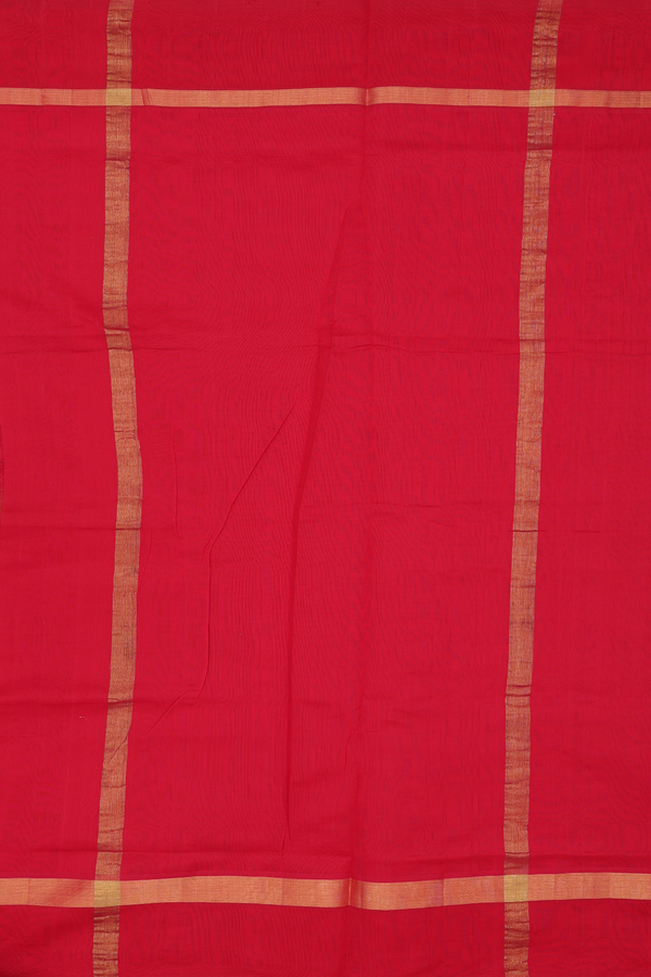 Semi Silk Cotton Saree In Peach With Contrast Border