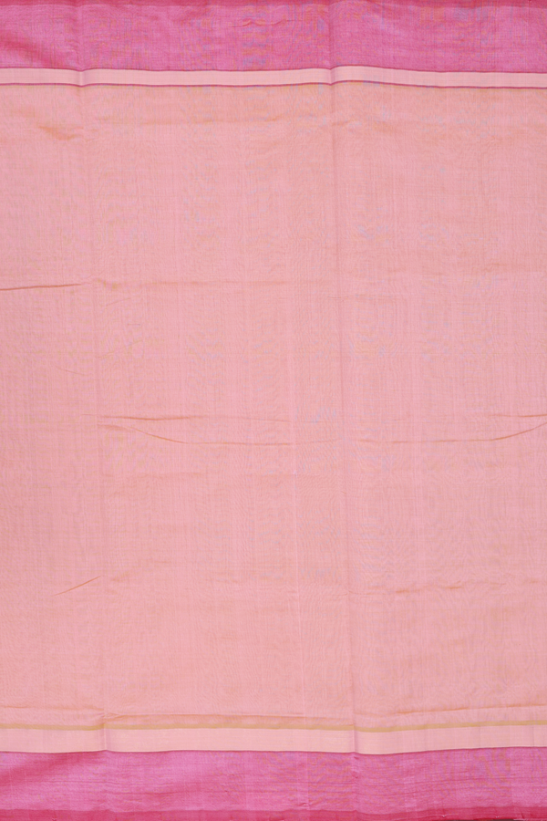 Semi Silk Cotton Saree In Peach With Contrast Border