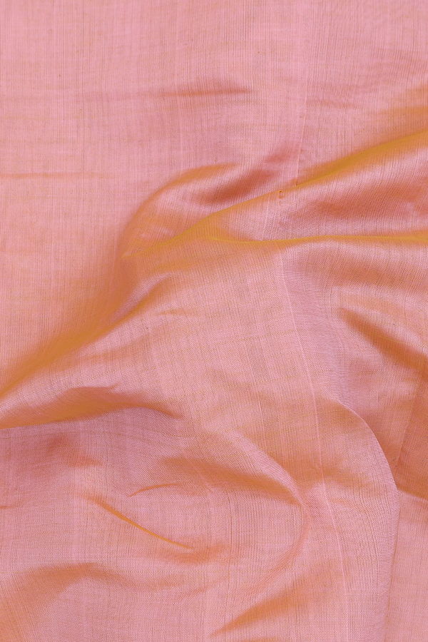 Semi Silk Cotton Saree In Peach With Contrast Border