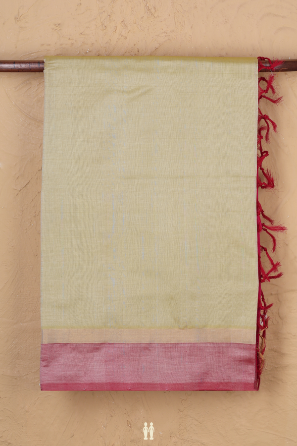 Semi Silk Cotton Saree In Cream Color With Contrast Border