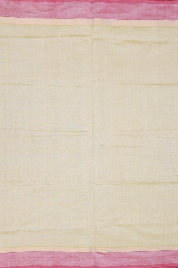 Semi Silk Cotton Saree In Cream Color With Contrast Border